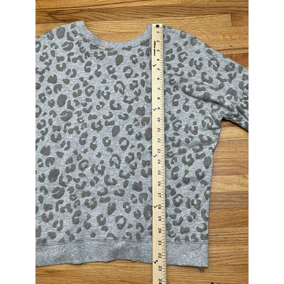Rails Marlo Women's M Gray Sweatshirt Cotton Leopard Print Side Zip Minimalist - Picture 9 of 10